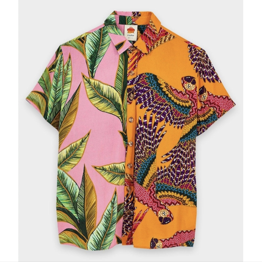 Farm Rio - Unisex Tropical Hawaiian Button Down Oversized Shirt